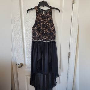 City Studio Lace Glitter High-Low Dress